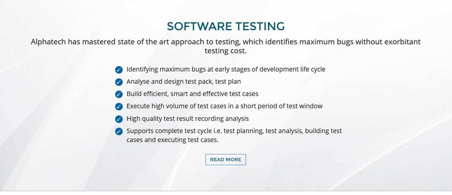 Alphatech Software Testing service overview